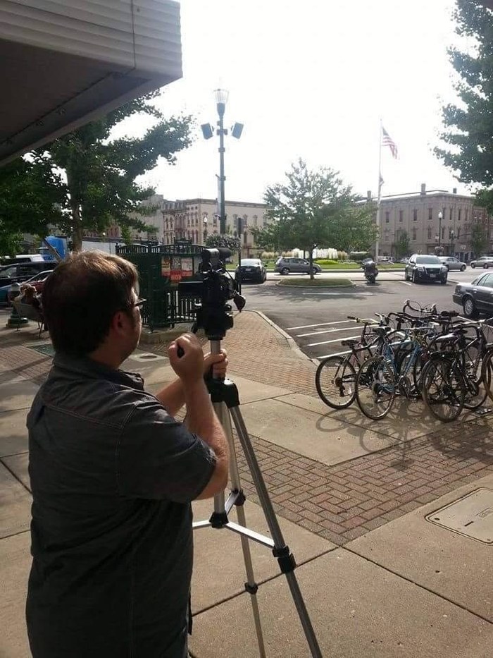 Michael Web Solutions filming a local marketing project in downtown Piqua, Ohio